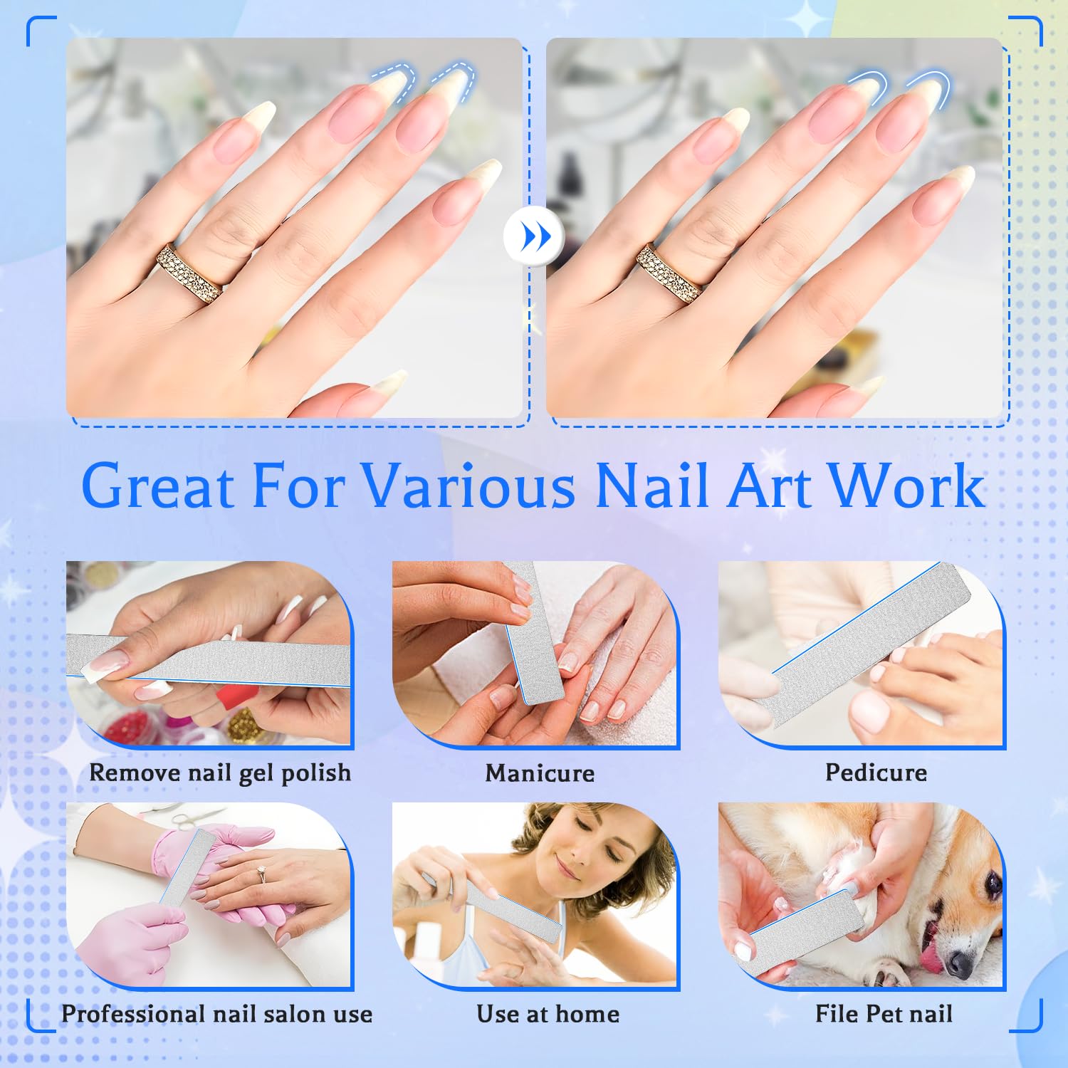 BLESWIN salon-use nail file kit; ideal for professional or home nail art setups.