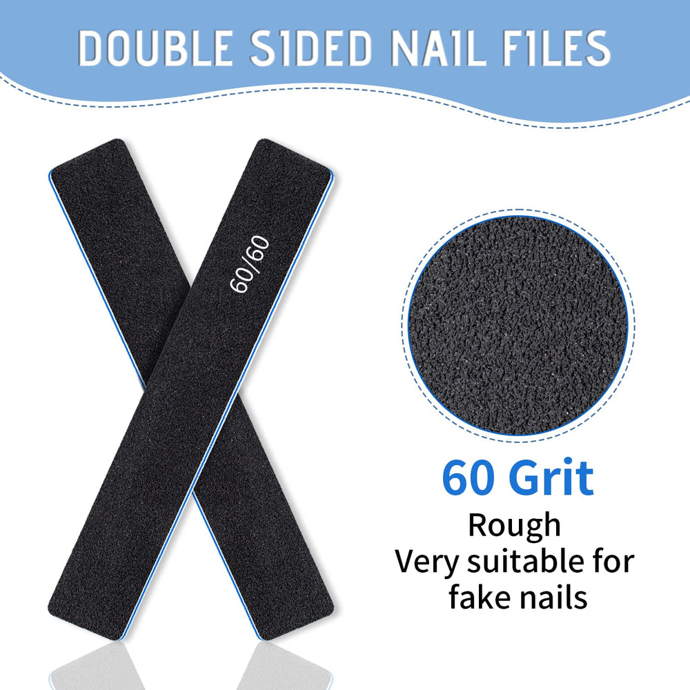 BLESWIN 60 grit coarse nail file for quick acrylic and gel nail shaping.