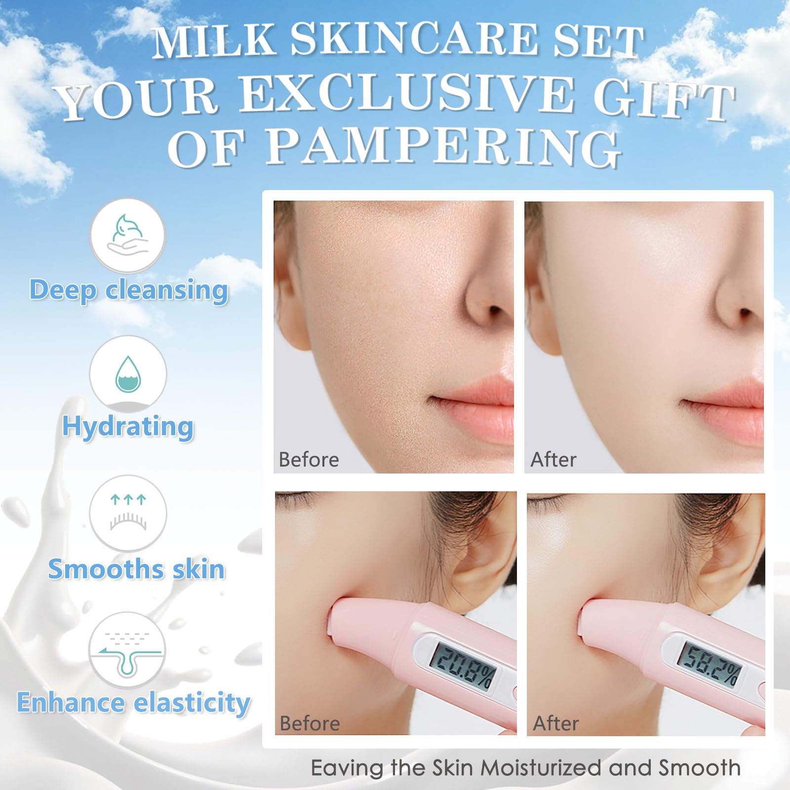 BliBling Milk Skincare Set pink face brush for gentle cleansing.