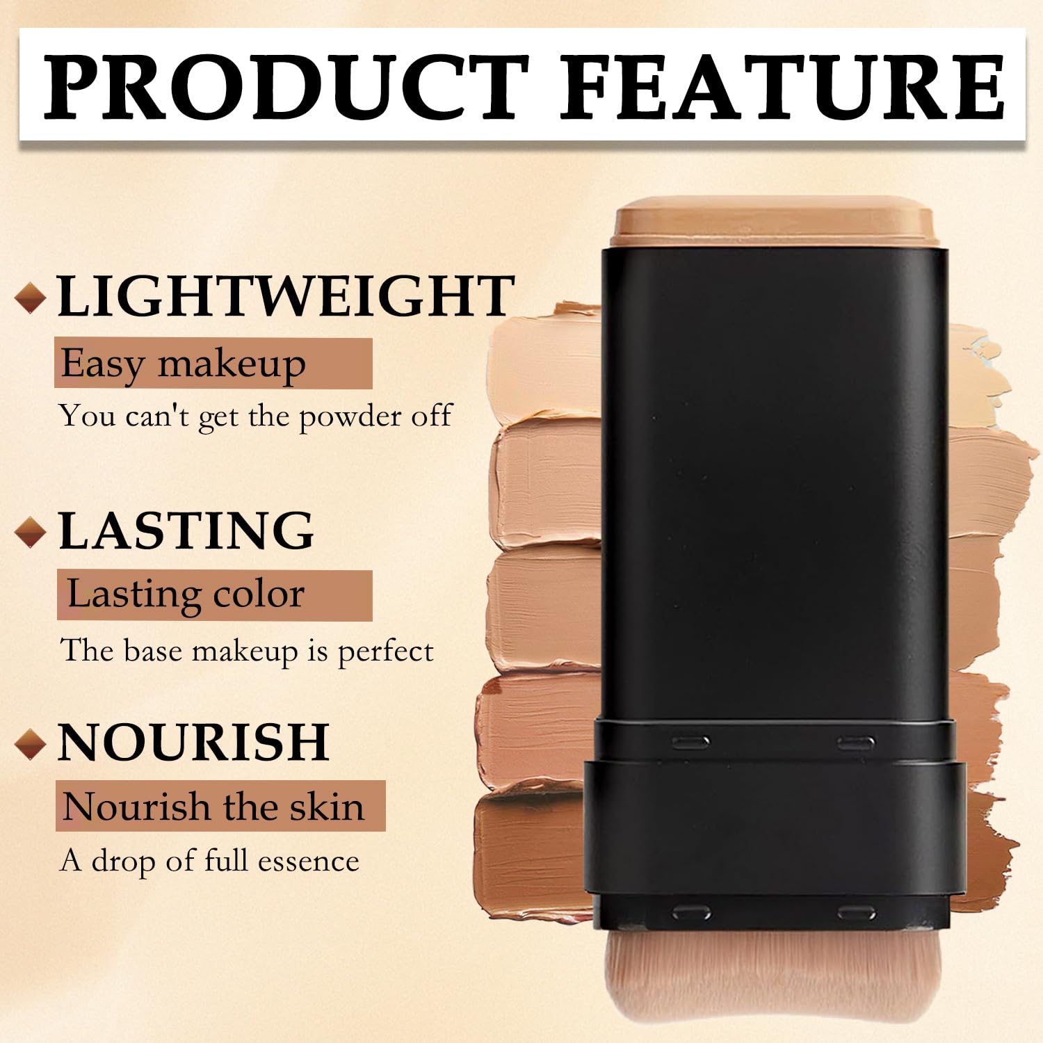 BliBling built-in foundation brush enables precise application around nose and eyes.