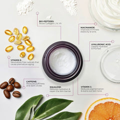 Cream on under-eye area highlighting smooth texture for refreshed look.