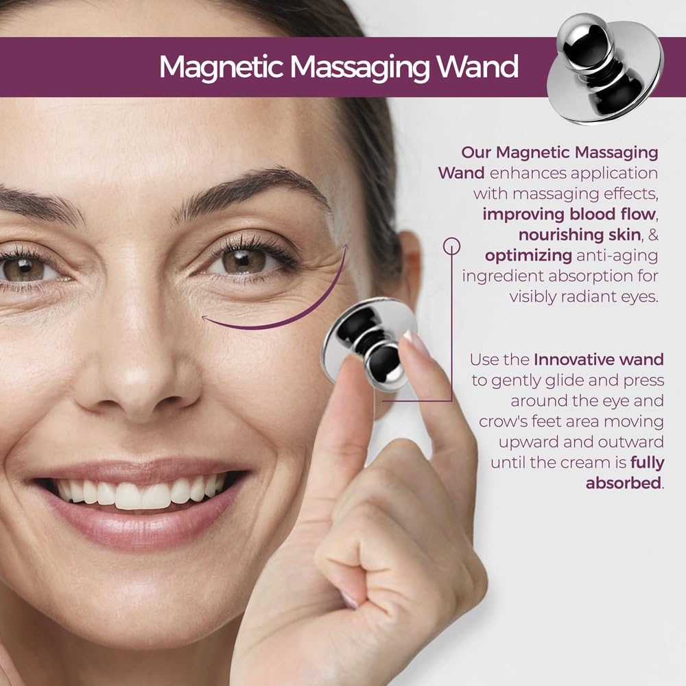 USA-made packaging and dermatologist-tested eye cream for sensitive eyes.