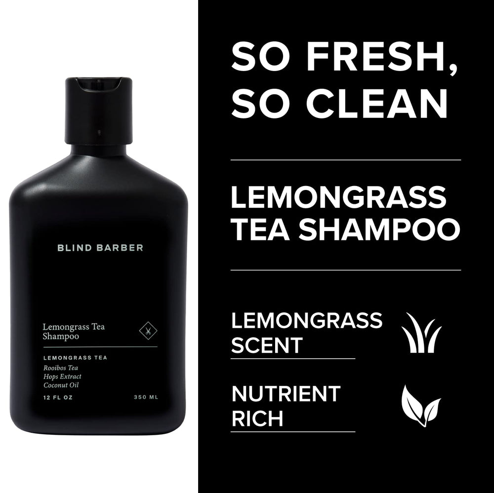 Blind Barber Lemongrass Tea Body Wash bottle, refreshing cleanse for skin.