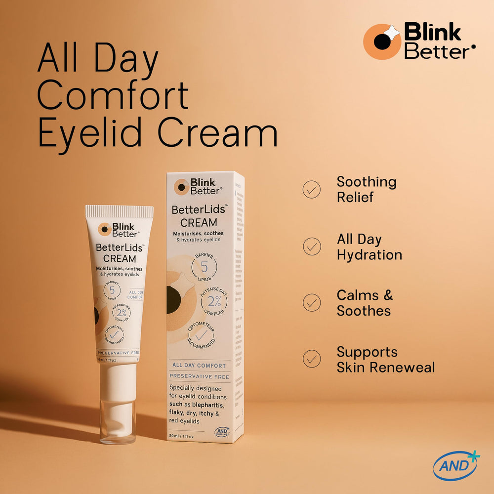BlinkBetter Restore application close-up shows smooth glide for eyelids.