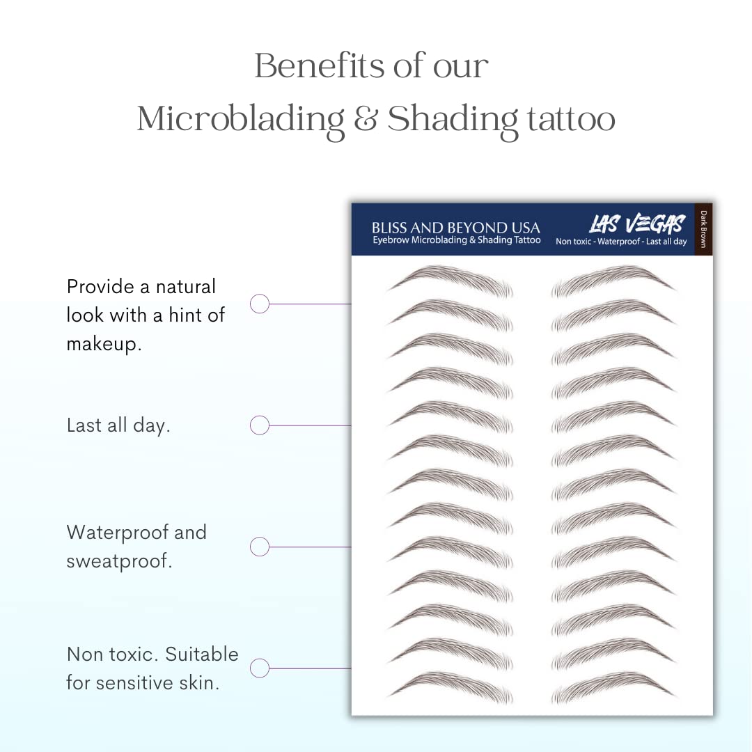 Bliss and Beyond packaging view of two eyebrow tattoo sheets