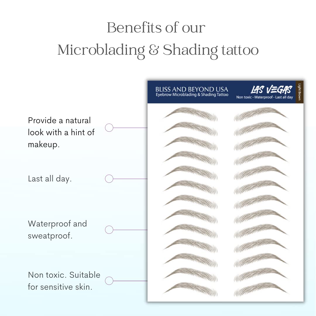 Bliss and Beyond USA easy-adhesive brow tattoos for quick application.