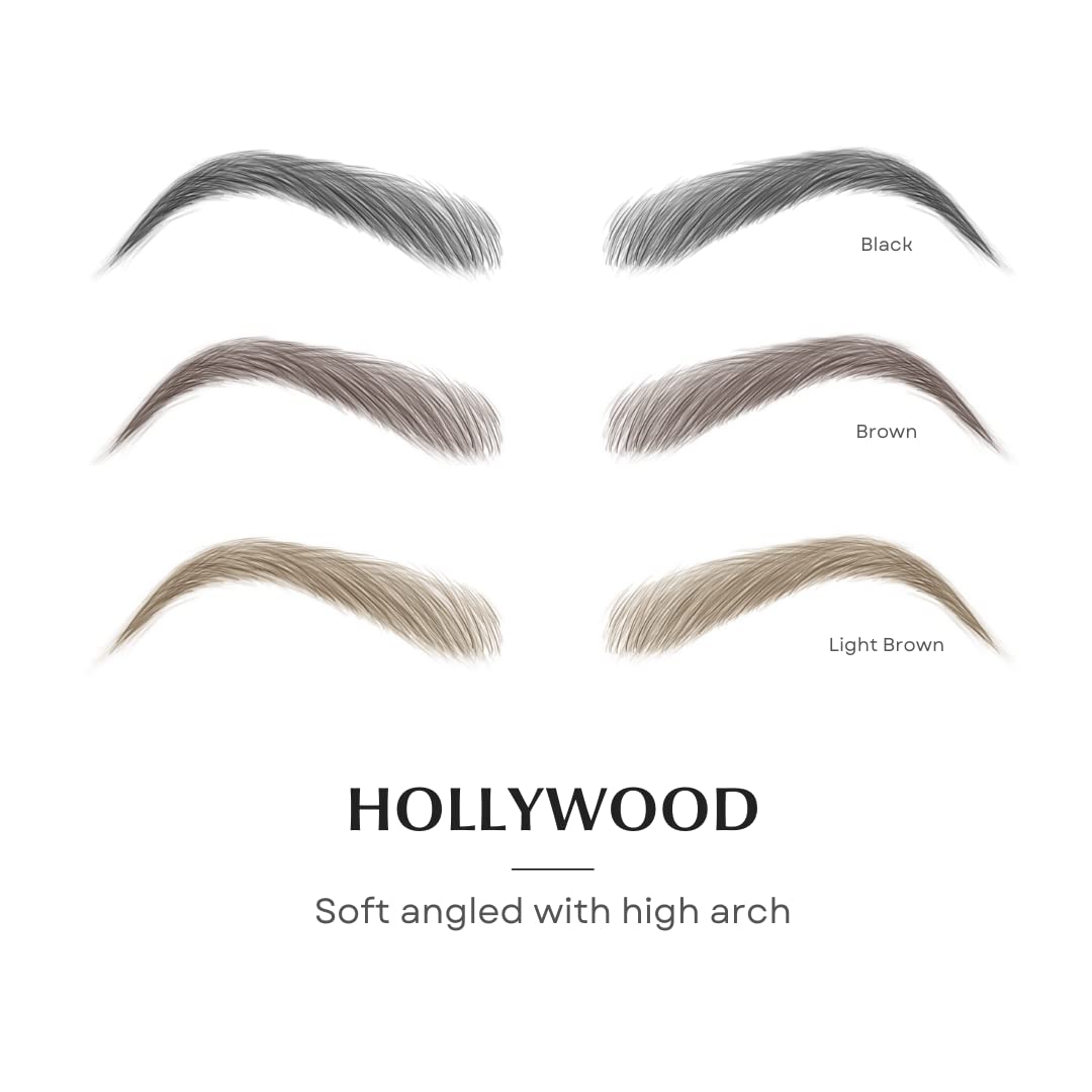 Model wearing natural-looking brows with Bliss and Beyond USA sticker set