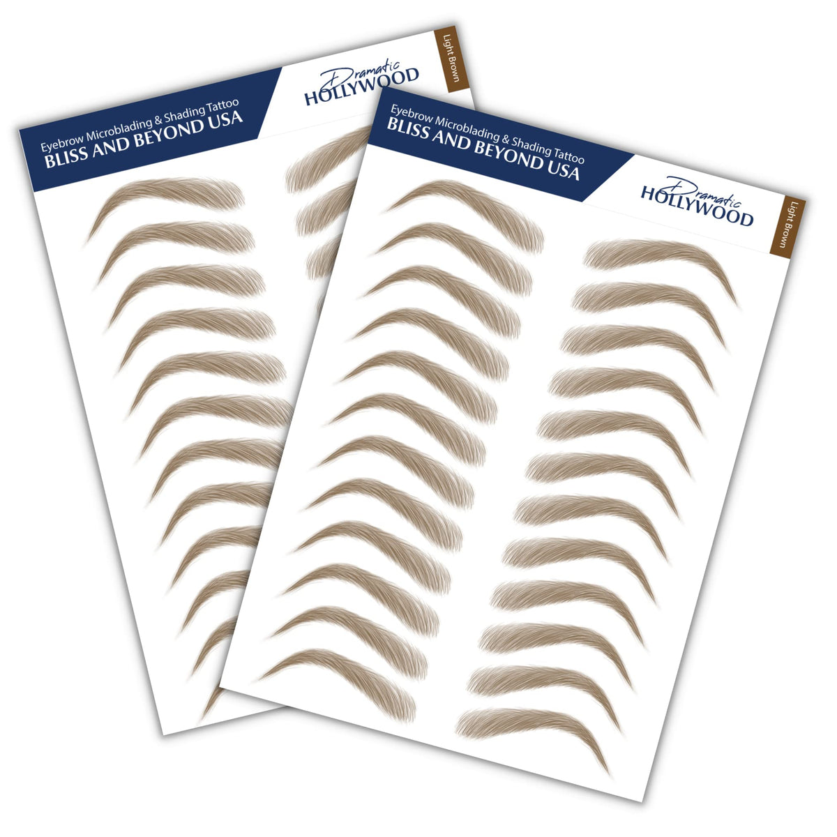 Bliss and Beyond USA eyebrow stickers in same-size sheets for quick, uniform brows
