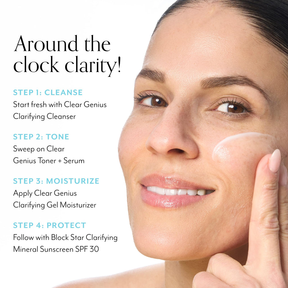 Clarity 5 Complex graphic illustrating pore decongestion and balanced oil