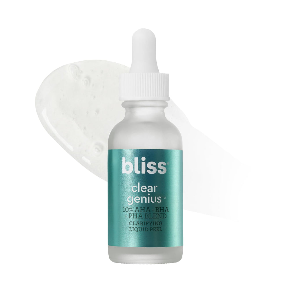 Bliss Clear Genius Clarifying Peel bottle ready for overnight pore refinement.