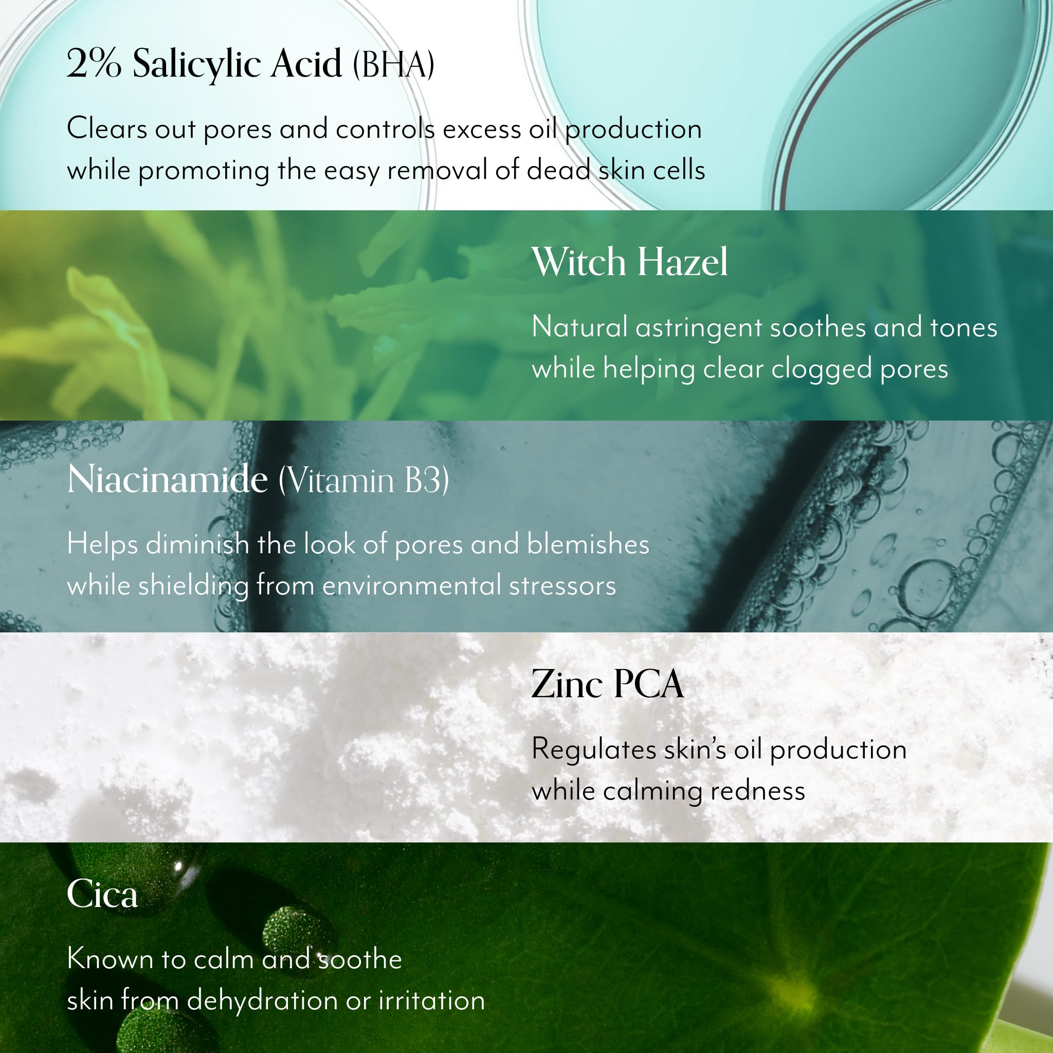 Close-up of ingredients hint showing salicylic acid and niacinamide in the formula.