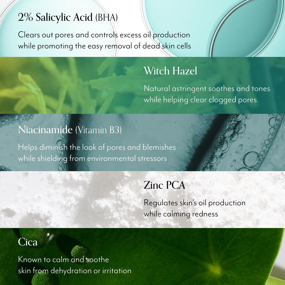 Close-up of ingredients hint showing salicylic acid and niacinamide in the formula.
