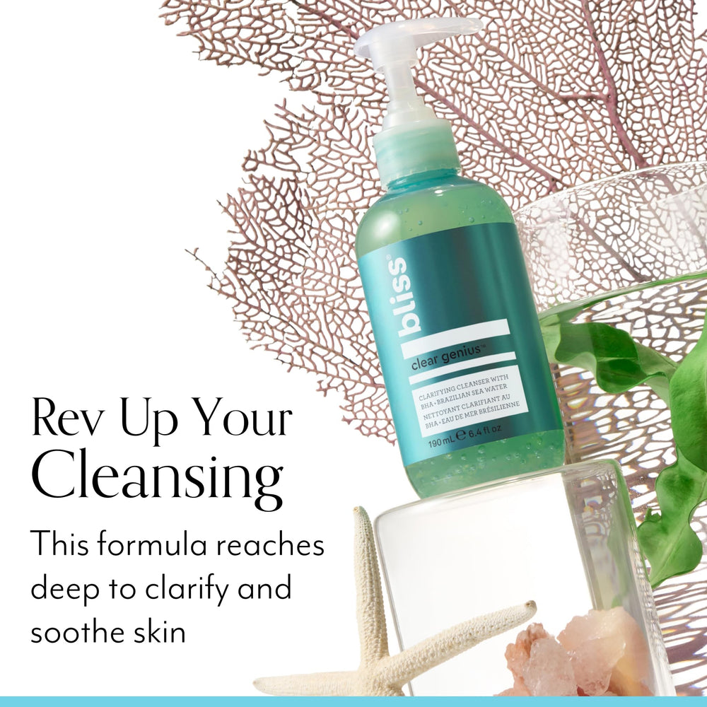 A foamy lather forms as Bliss Clear Genius cleanses gently during routine.