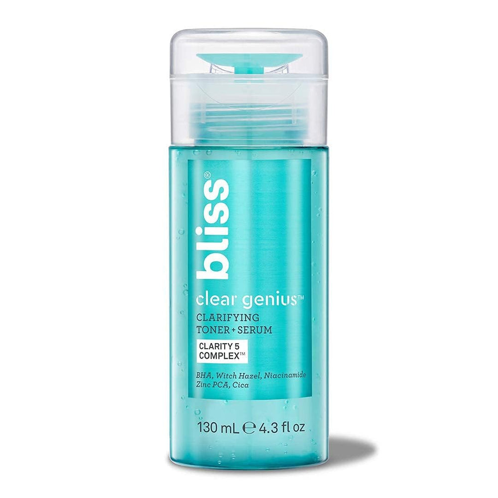 Bliss Clear Genius packaging highlights paraben-free formula for sensitive skin