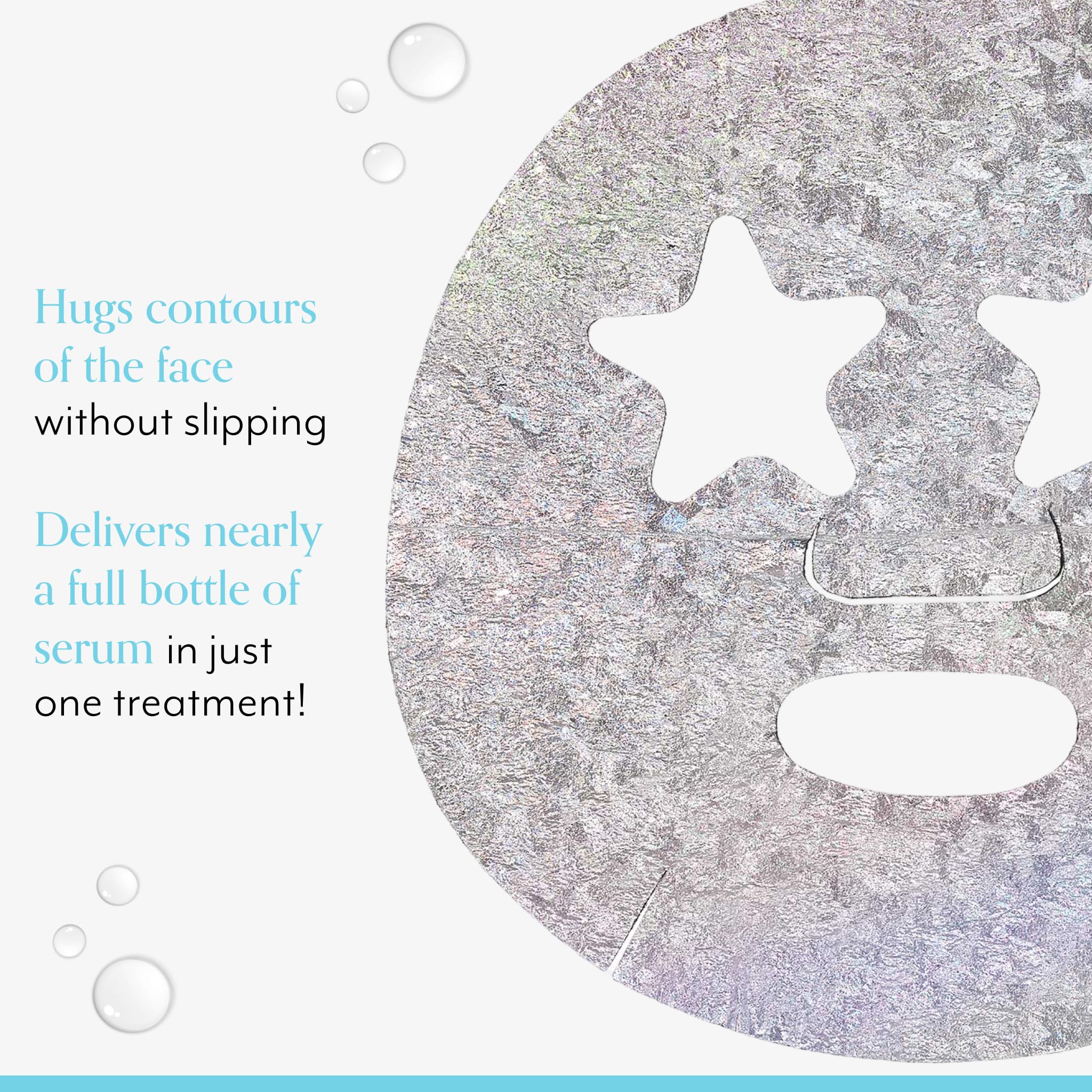 Bliss Detoxifier holographic mask worn on the face for pampering care.