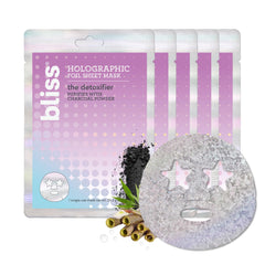Bliss Detoxifier holographic mask packaging ready for an at-home spa day.