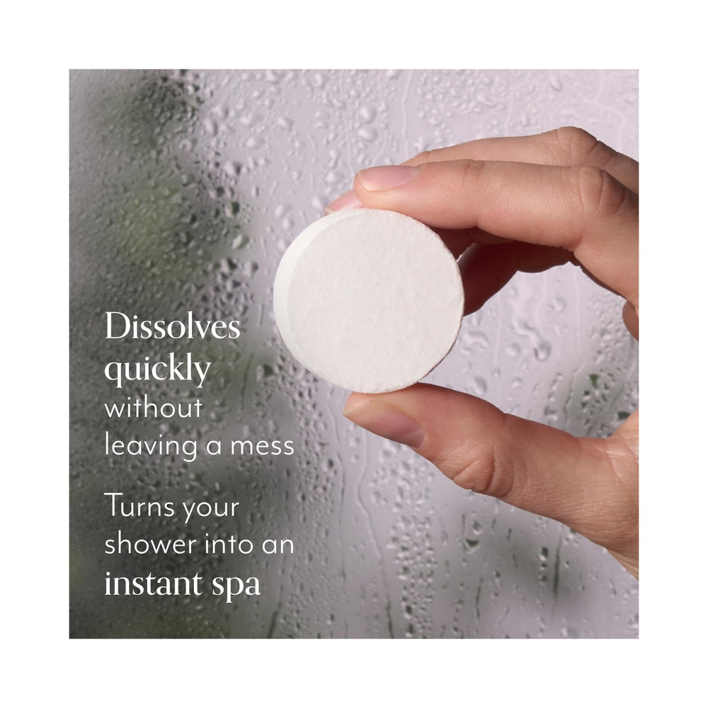 Bliss Eucalyptus shower steamer diffusing in shower for refreshing mood lift.
