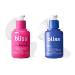 Bliss Glow Day Serum pump bottle showing bright, hydrated skin benefits