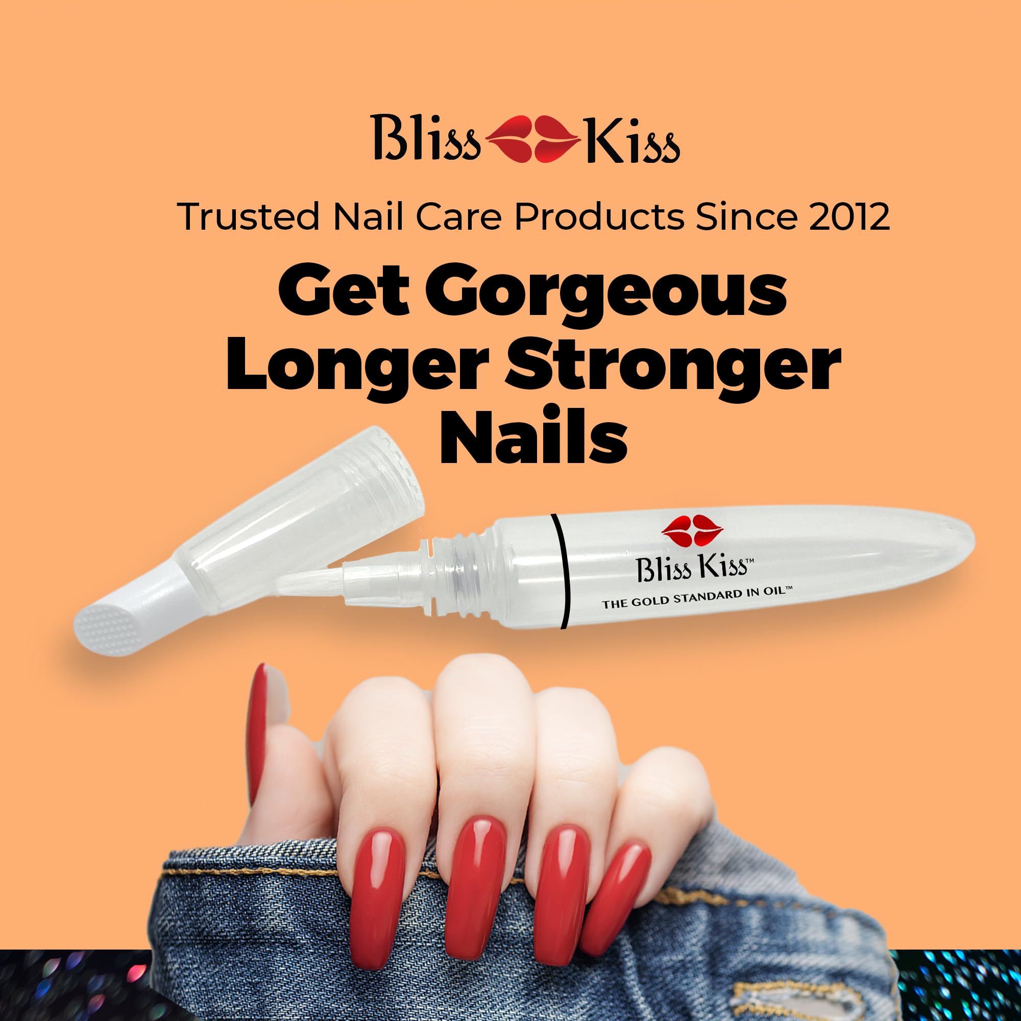 Bliss Kiss cuticle oil pen with brush applicator for precise application.