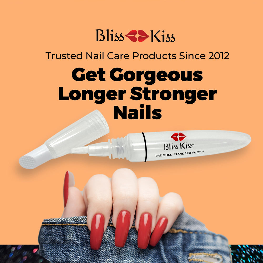 Bliss Kiss cuticle oil pen with brush applicator for precise application.