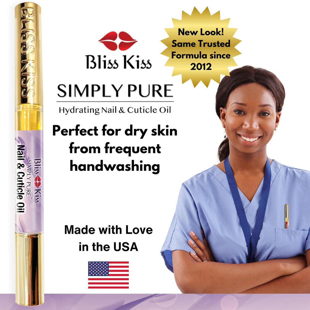 Bliss Kiss oil drop resting on cuticle ready to absorb