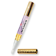 Bliss Kiss Lavender Vanilla nail oil pen cap closeup for precise cuticle care