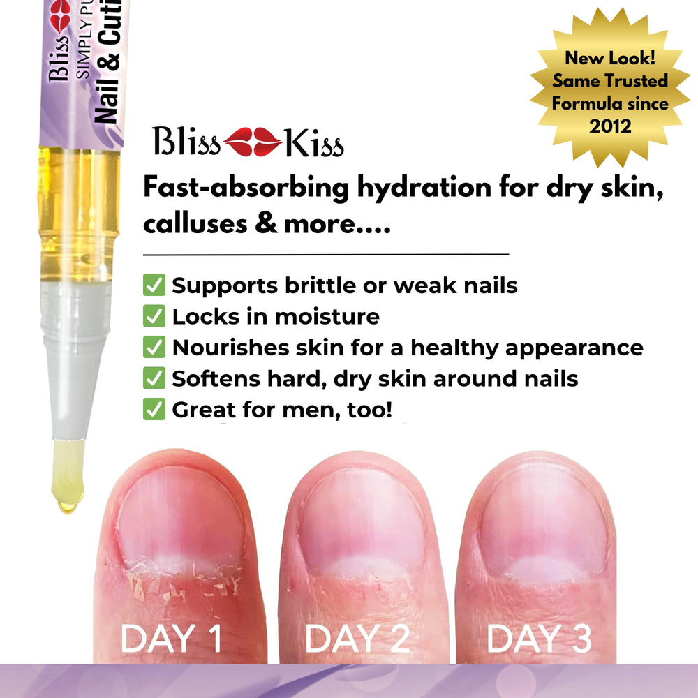 Bliss Kiss Lavender Vanilla oil pen in hand for quick nail conditioning