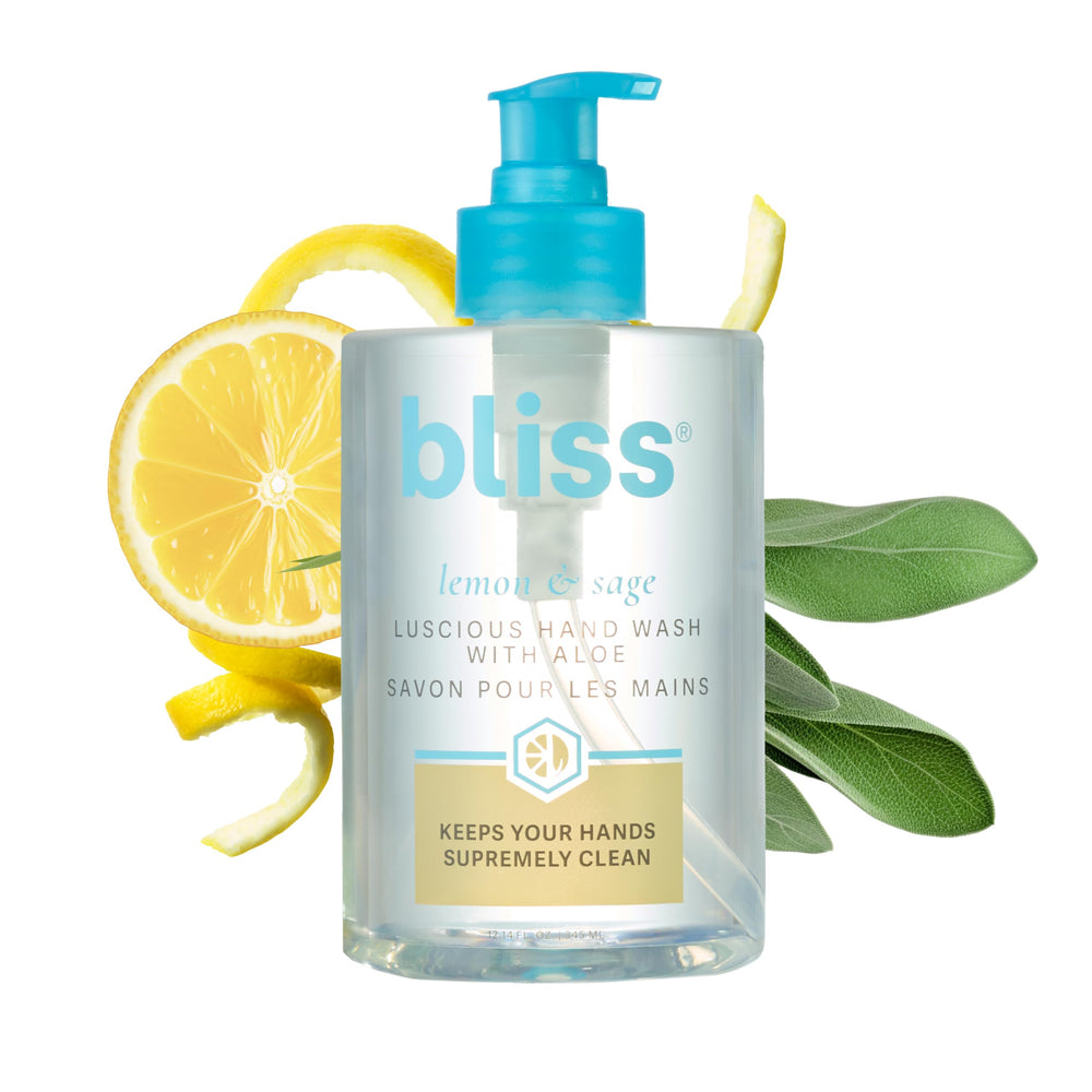 Bliss Lemon & Sage Hand Wash bottle front shows spa-inspired hydration and fresh scent