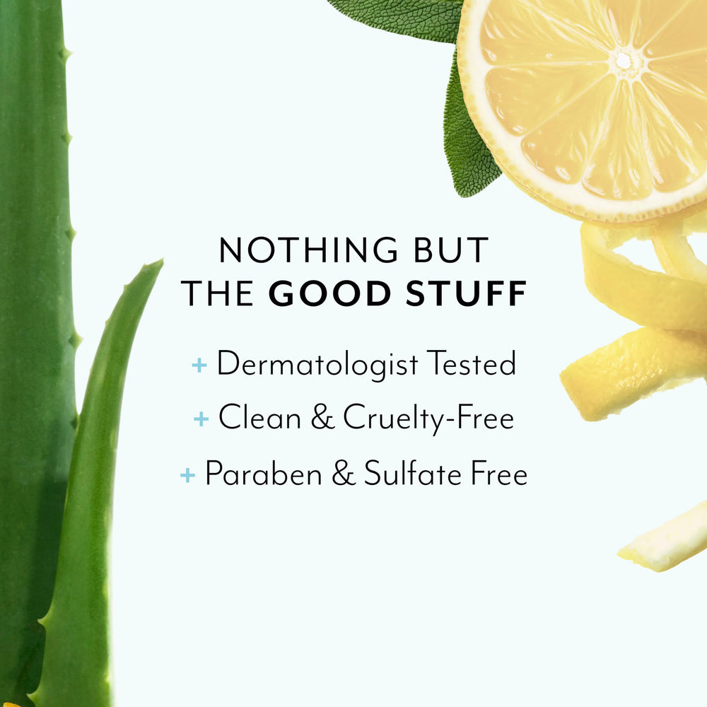 Bliss Lemon & Sage ingredients Aloe and Coconut Oil nourishes skin.
