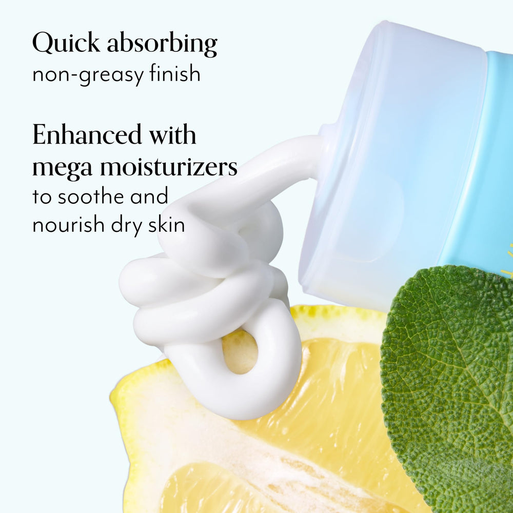Bliss Lemon & Sage Shower foam bottle provides energizing citrus lather.