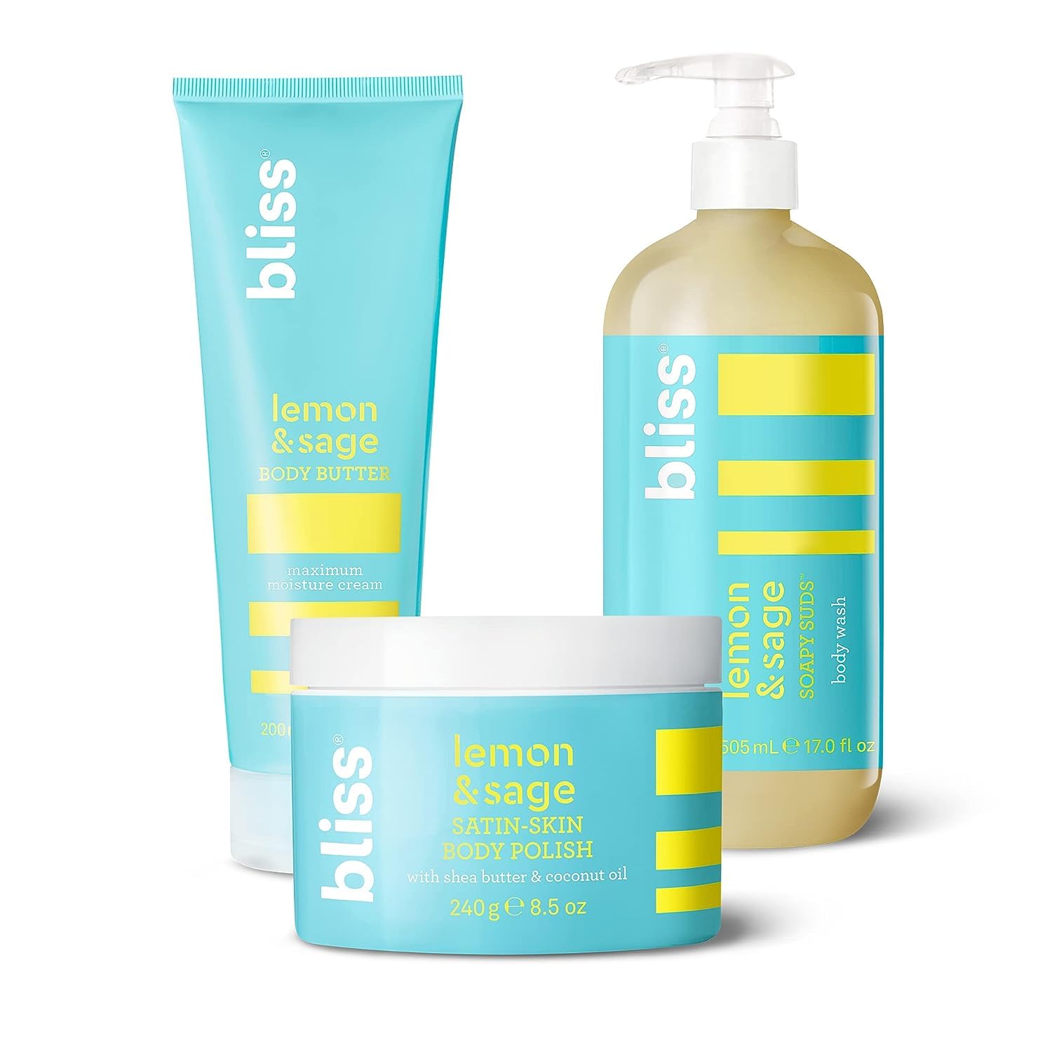 Bliss Lemon & Sage Soapy Suds Body Wash bottle delivers refreshing citrus cleanse.