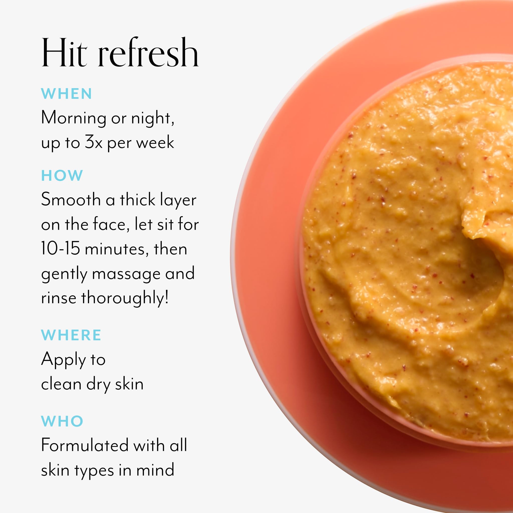 Bliss Pumpkin Powerhouse application scene with timer suggests a 10–15 minute treatment