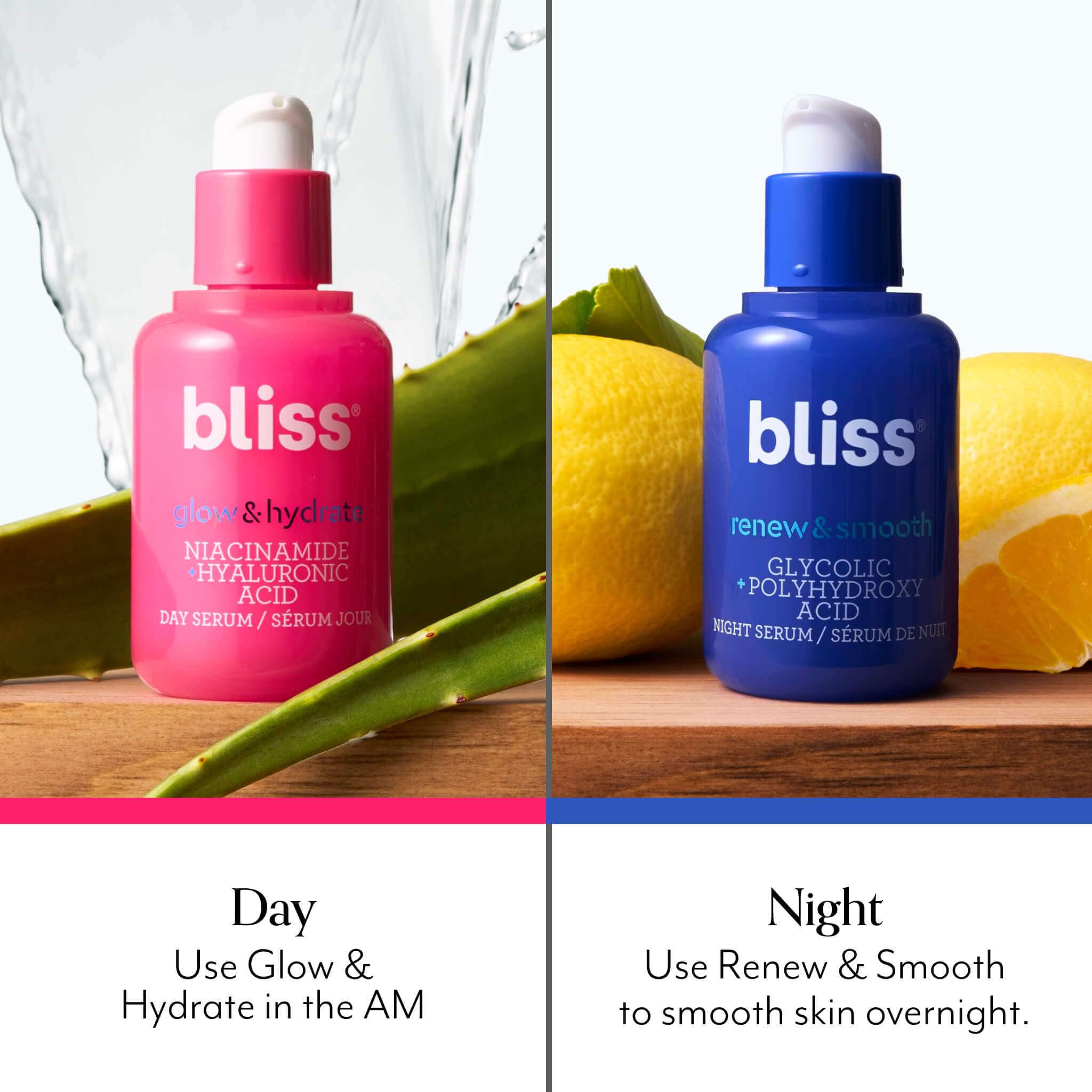 Bliss Renew Night Serum bottle for smoothing and overnight renewal