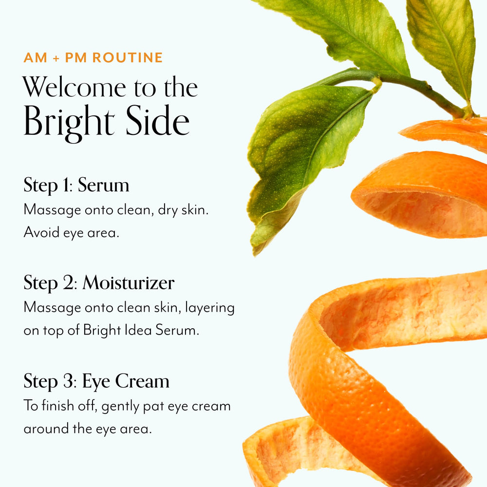 Bliss Vitamin C Tri-Peptide Illustration emphasizes brightening and firming benefits.