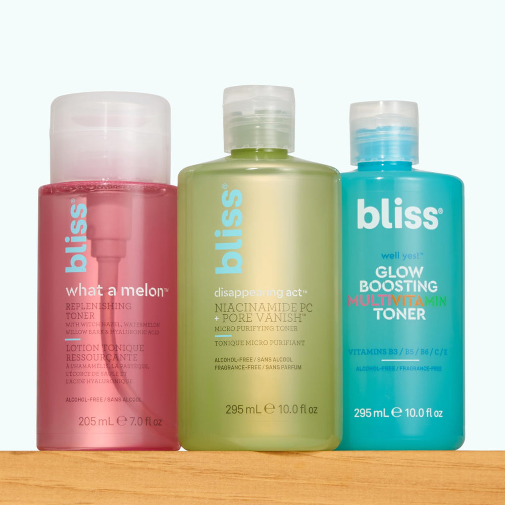 Bliss Well Yes Toner showing hydration glow after cleansing.