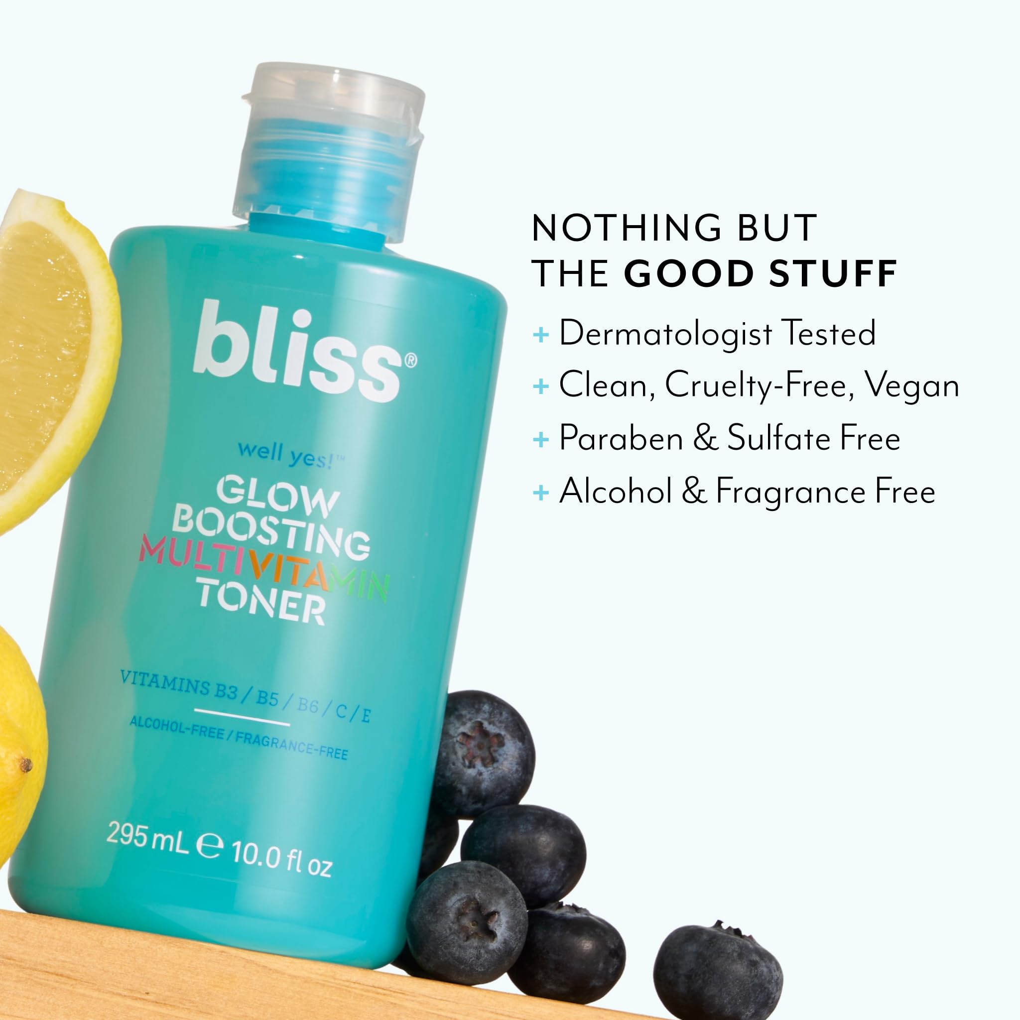 Bliss Well Yes Toner with vitamins visuals and nourishment benefits.