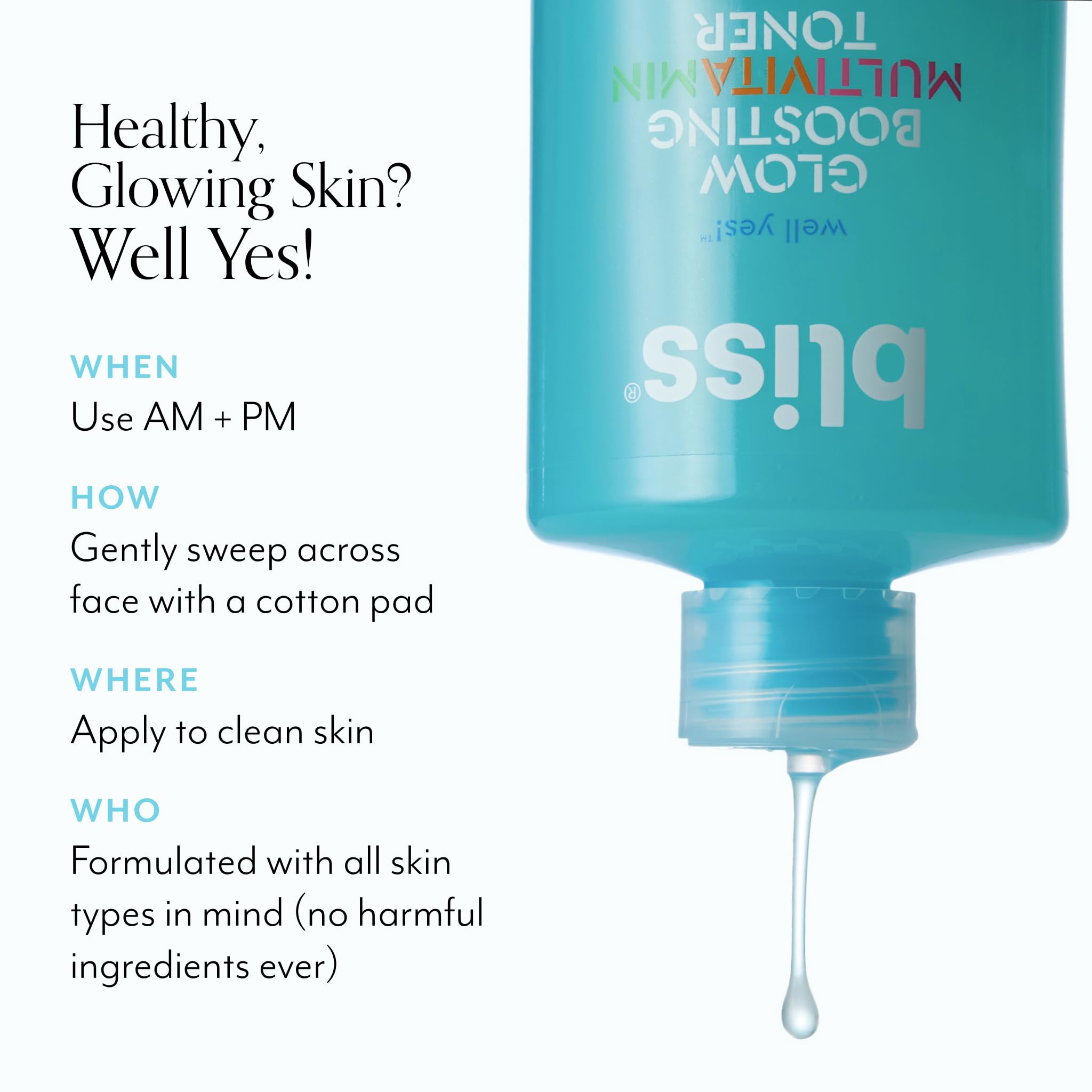Bliss Well Yes Toner in morning routine for refreshed skin.