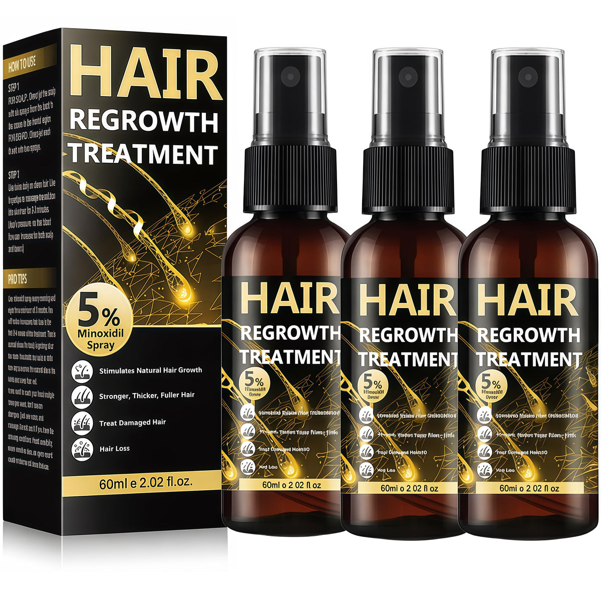 BLISSMATE 5 percent Minoxidil spray bottle ready for daily scalp use to support fuller look