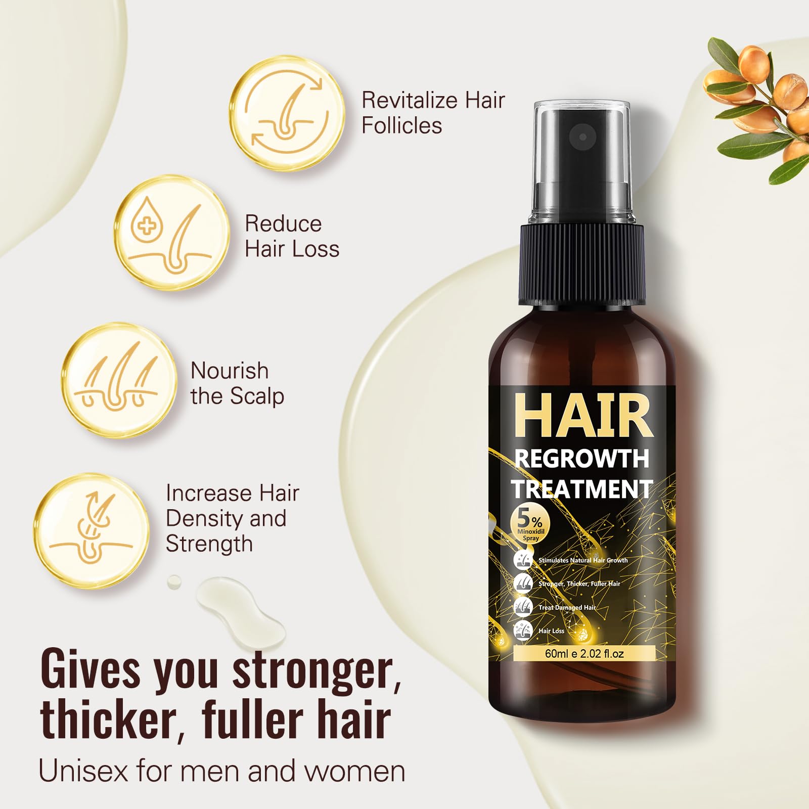 BLISSMATE minoxidil spray application shown for precise daily use on thinning areas