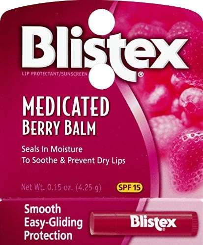 Blistex Berry Lip Balm application close-up to soothe lips