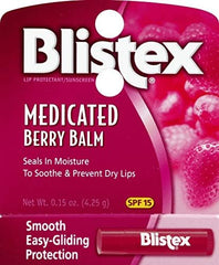 Blistex Berry Lip Balm application close-up to soothe lips