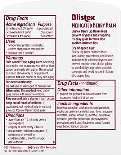 Blistex Berry Lip Balm SPF 15 protects lips in sun exposure