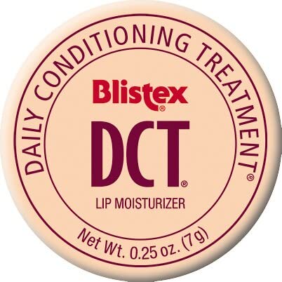 Close-up of Blistex DCT packaging used for daily lip care