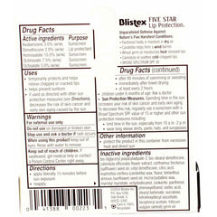 Blistex Five Star SPF 30 label highlights UV protection for sun-exposed lips.
