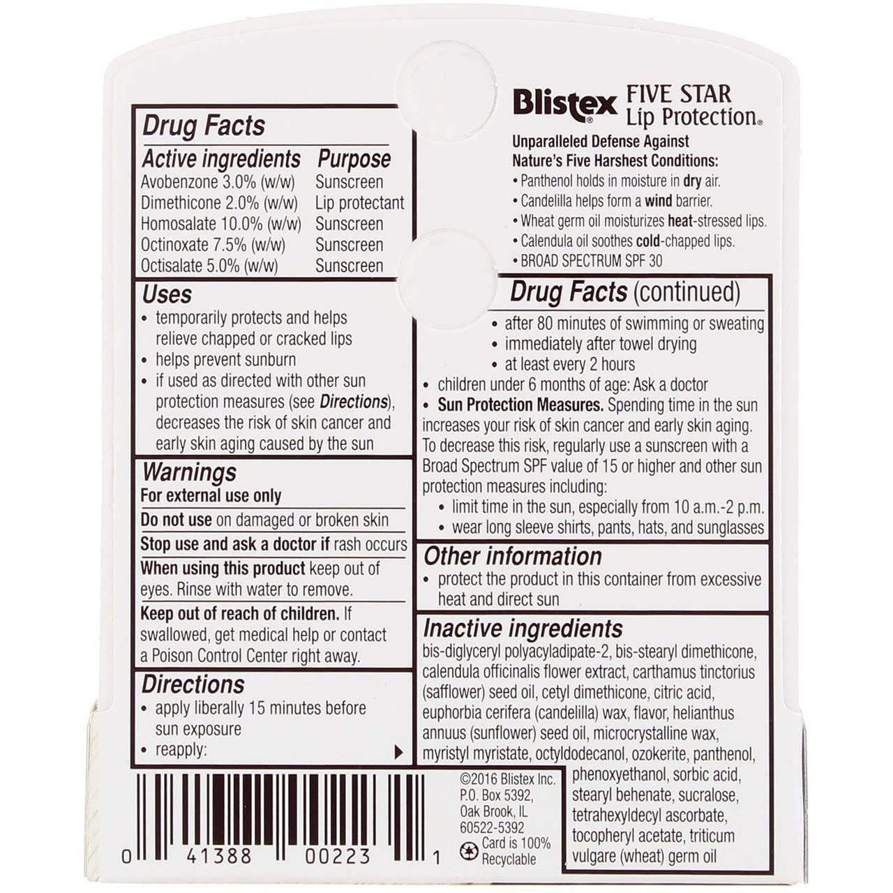 Blistex Five Star SPF 30 lip balm being applied for moisture.