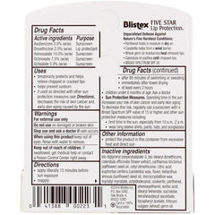 Blistex Five Star SPF 30 lip balm being applied for moisture.
