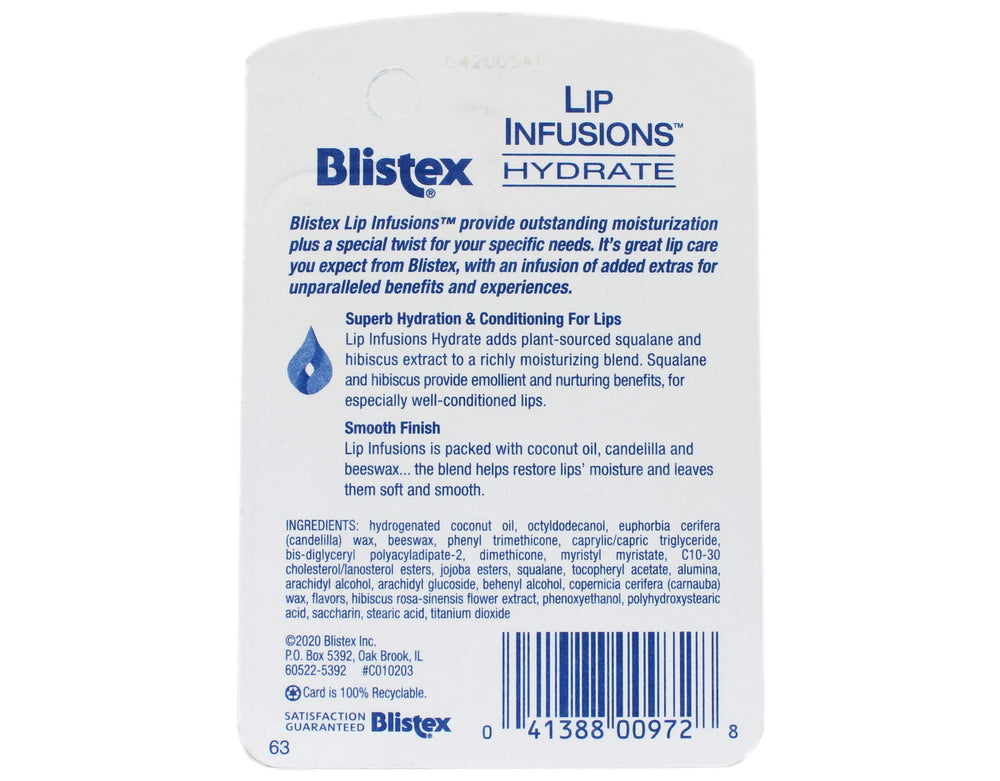 Blistex Lip Infusions Hydrate in-use scene highlights quick comfort during travel