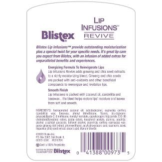 Applying Blistex Lip Infusions Revive on lips for quick hydration and comfort.