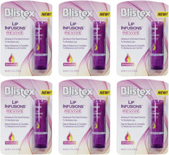 Blistex Lip Infusions Revive packaging shows a convenient six-pack for daily lip care.