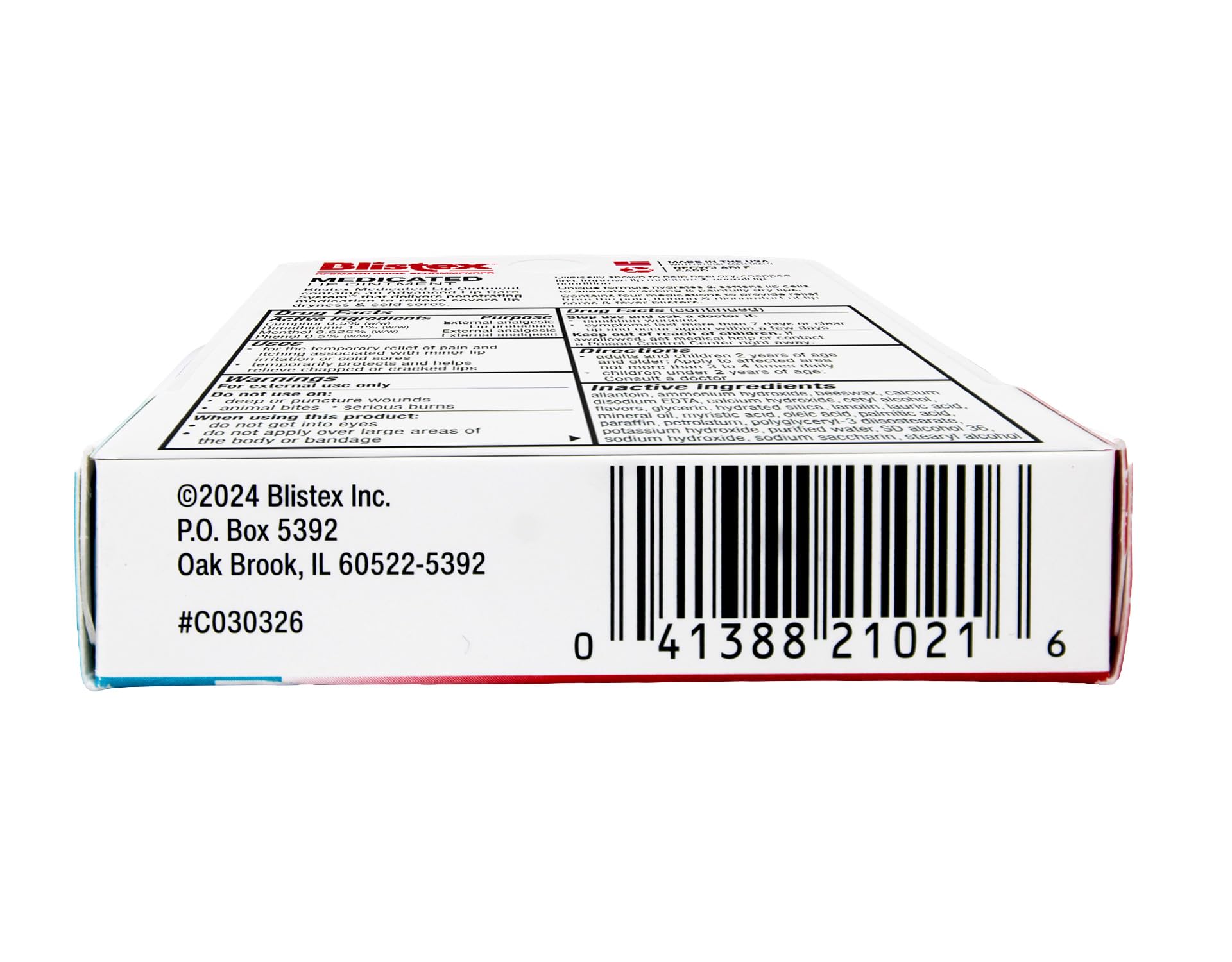 Blistex Lip Ointment swatch on skin shows smooth texture.